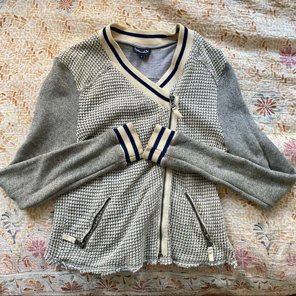 Splendid Waffle Knit Moto Jacket